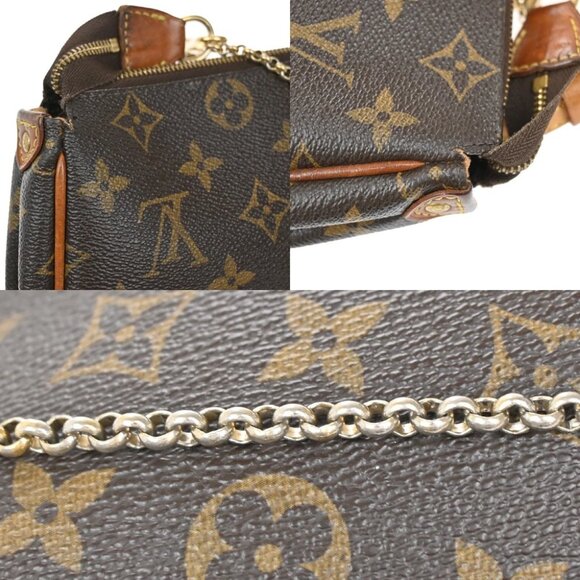 LOUIS VUITTON Eva 2Way Chain Shoulder Bag Monogram Leather Brown - Picture 7 of 15